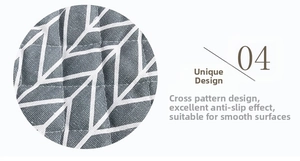 Detail of cross-patterned gray oven mitt fabric showing non-slip texture for safe grip