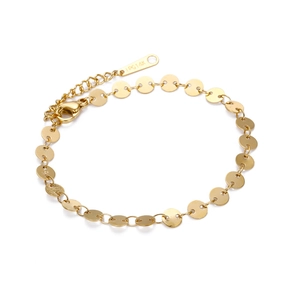 Minimalist 14K gold plated titanium steel disc chain bracelet with adjustable lobster clasp