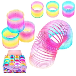 Rainbow Coil Spring Toy Plastic Glitter Magic Sensory Educational Toys For Kids Colorful Toddler Stress Relief