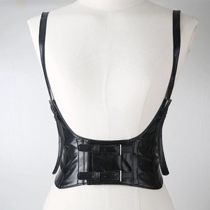 Women PU Leather Corset Belt With Adjustable Shoulder Straps Double Buckle Punk Style Waist Seal For Suit Decoration