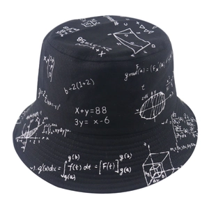 Cotton Bucket Hat Mathematical Formula Function Print Sun Protection Wide Brim Outdoor Geek Style For Unisex