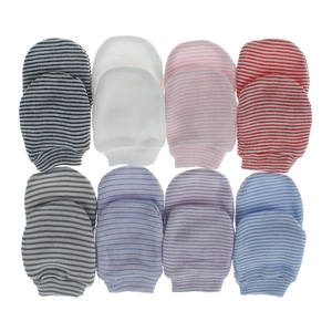 Newborn Baby Cotton Knit Mittens Anti Scratch Protective Gloves Striped Warm Soft Hand Guard For Infants Newborn Accessory