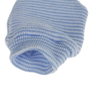 Manoplas de punto para bebé con rayas azules y blancas contra arañazos faciales