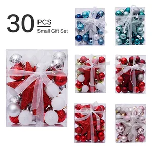 Christmas Ball Ornaments Tree Topper Star Shatterproof Plastic Holiday Party Decor Glitter Matte Glossy Texture