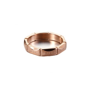Minimalist geometric titanium steel ring with matte brushed finish in rose gold tone