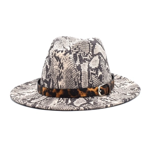 Chapeau Fedora Imprimé Serpent Large Bord Bande Léopard Boucle Métal Style Jazz Rétro Pour Femmes Et Hommes Mode Extérieure