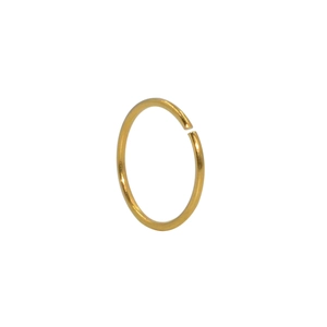 Detail of golden stainless steel nose ring with zircon in studio shot on white background