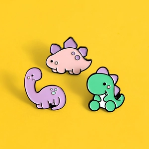 Lot de 3 broches dinosaures colorées en émail et alliage poli pour décorer les vêtements