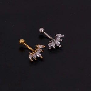 Curved stainless steel cartilage studs with marquise zircon in gold and silver finish