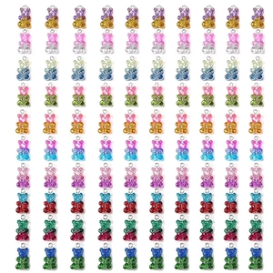 Colorful glitter resin bear pendants set with metal loops for DIY jewelry making