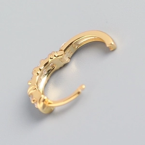 Luxurious S925 sterling silver gold-plated huggie earrings with sparkling zircons