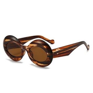 Oval Sunglasses Thick Frame Retro Y2K Fashion PC AC Lens UV400 Protection Striped Tortoiseshell Eyewear For Men Women
