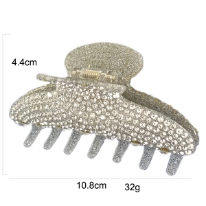 Sparkling silver rhinestone claw clip with dimensions of 10.8cm for elegant hair styling
