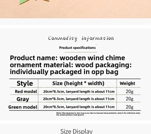 Size guide for wooden Christmas bell ornaments with detailed product specifications