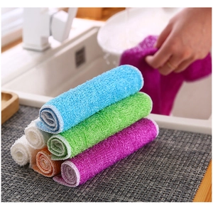Close-up of colorful microfiber cleaning cloths showing soft texture and high absorption