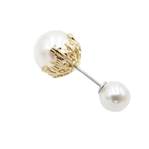 Broche élégante à double perle avec base fleurie dorée pour ajustement de vêtements