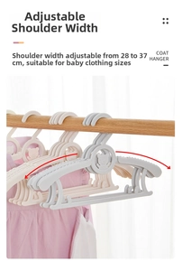 Adjustable kids coat hanger showing expandable shoulder width from 28cm to 37cm