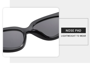 Close-up of integrated black resin nose pads for a lightweight and comfortable fit