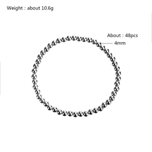 Detail of 4mm silver stainless steel beads bracelet with weight and quantity specs
