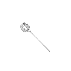 S925 sterling silver earring hook with hollow pattern and long needle on white background