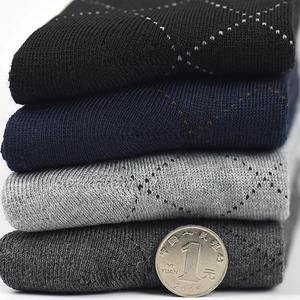 Thick winter crew socks in four colors with a coin showing heavy thermal fabric texture