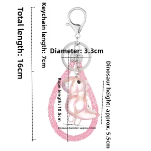 Detaillierter Größenratgeber für rosa Kristall-Dinosaurier-Schlüsselanhänger mit Maßen