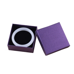 White jade texture bangle bracelet with elegant purple linen textured gift box