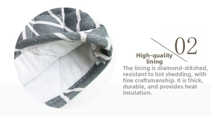 Detail of diamond-quilted cotton lining for heat-resistant oven mitts and kitchen gloves