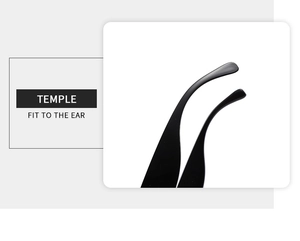 Detail view of ergonomic matte black sunglasses temples designed for a comfortable ear fit