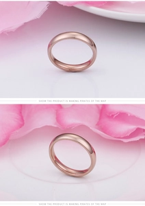 Polished rose gold titanium steel ring with comfortable fit inner arc for couples