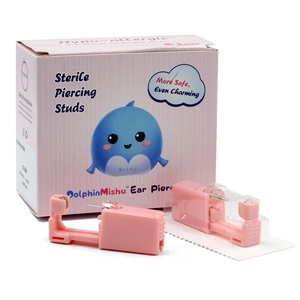 Sterile disposable ear piercing gun set with flower zircon studs and dolphin packaging