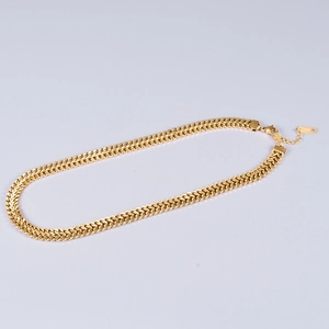 Double-layered 18K gold plated stainless steel chunky chain necklace with lobster clasp