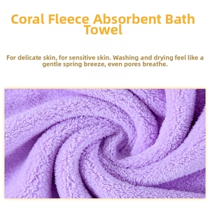 Macro detail of purple coral fleece bath towel with dense spiral absorbent texture