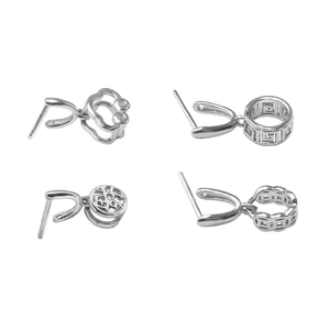 S925 sterling silver pinch bails for pendants with traditional Chinese pattern designs