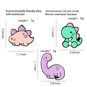 Ensemble de pin's dinosaures mignons avec badges colorés de T-Rex et Stégosaure