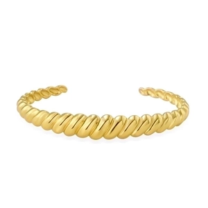 Vintage gold twisted rope cuff bracelet with a polished minimalist open design