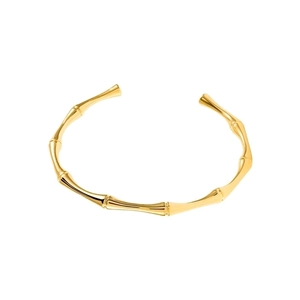Polierter goldener Armreif im Bambus-Stil mit minimalistischem offenem Design für Damen