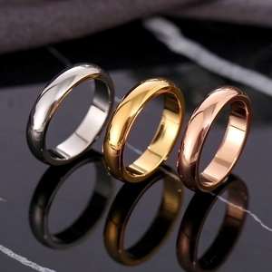 Minimalist Titanium Steel Plain Band Ring For Women Men Gold Silver Rose Gold Plated Mirror Polished Wide Finger Ring