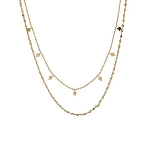 Double-layered 18k gold titanium steel necklace with diamond-shaped sequins for women