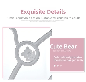Detail view of adjustable children's hanger showing 7-level telescopic extension feature