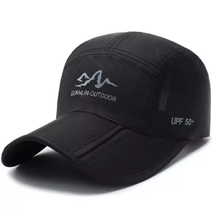 Black foldable outdoor sun hat with quick-dry fabric and UPF 50+ protection