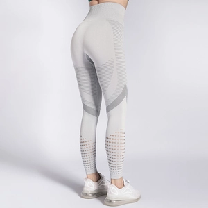 Détails du pantalon de yoga sans couture taille haute avec découpes mesh et texture