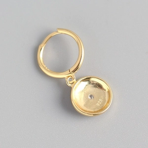 Gold plated S925 sterling silver hoop earrings with evil eye charm and clear crystal