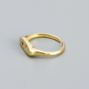 Eight-pointed star 925 sterling silver adjustable open ring in gold finish