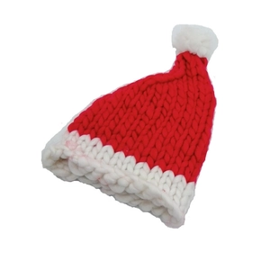 Hand-knitted red Christmas hat with thick Icelandic yarn and long tail design