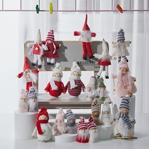Christmas plush gnome and snowman ornaments set for holiday tree decoration
