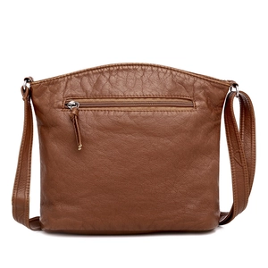 Vintage brown soft leather crossbody bag with adjustable strap and back zipper pocket