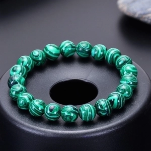 Natural Malachite Bracelet For Women Men Handmade Round Green Stone Bead Bracelet Elastic Yoga Healing Fashion Jewelry