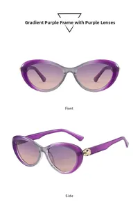 Detailed view of cat eye sunglasses featuring gold snake-head metal hinge decoration