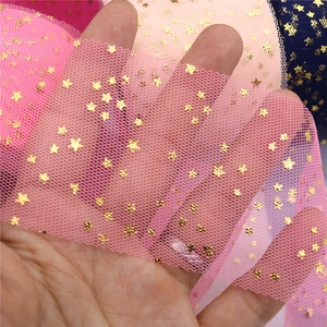 Star pattern tulle rolls in pink and navy with gold sequins for DIY crafts and bows